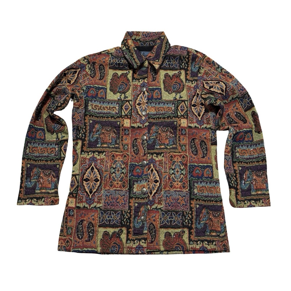 Vintage Chico's Anniversary Collection Multicolor Animals Jacket Women's Small/0